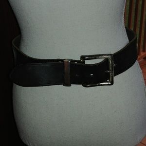 Vintage thick leather belt silver buckle